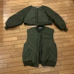 オリーブグリーン MA-1ジャケット ノースリーブ　　スリーウェイ