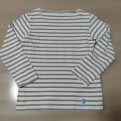 Orcival 白とグレーのストライプ長袖Tシャツ