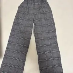 グレー チェック柄 ワイドパンツ