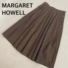 美品 MARGARET HOWELL タマムシ プリーツ ミモレ丈 スカート