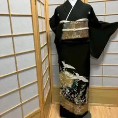 黒留袖 鳳凰刺繍 金色帯付き トールサイズ - メルカリ