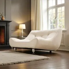 【新品】高級感あふれる1人掛けソファ ローソファ/ベージュ