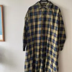 チェック柄長袖シャツワンピース