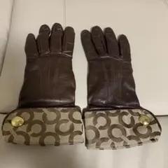 コーチ cashmere C柄 セレブ 上品 レザー 7.5 人気 シンプル