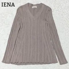 IENA 近年モデル リブニット Vネック 洗えるトップス F グレージュ