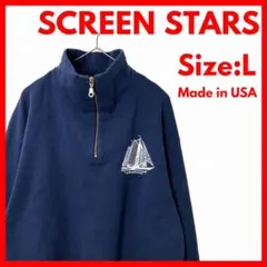 【美品】USA製　古着　スクリーンスターズ　ハーフジップ　スウェット　メンズ　Lのサムネイル
