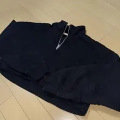 ブラック クロップド ハーフジップ スウェット