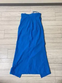 青 フレアスカート ギャザー スリット入り