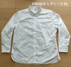 【UNIQLO】 レディースXL 白シャツ コットン100％ 長袖シャツ