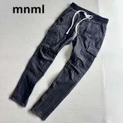 【ミニマル】カーゴパンツ　ドローコード付き　裾ジップ　ストレッチ　黒　ブラック