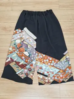 着物リメイクワイドパンツ3782