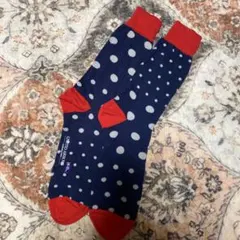 【UNITED ARROWS】水玉　レッド×ネイビー　ハイソックス