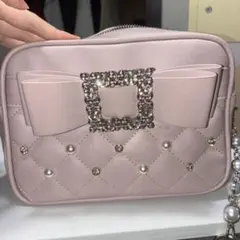 NOEMIE ノエミー お嬢さんビジューリボンショルダーバッグ ピンク