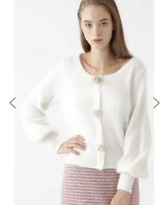 #ジルスチュアートファーボタンアンゴラカーディガン