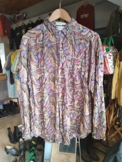 Xingu Mサイズ レーヨン長袖シャツ ネパール製 花柄