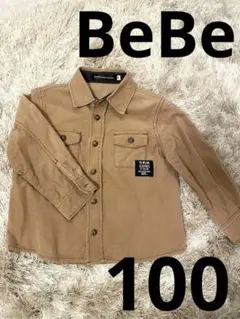 BeBeコーデュロイ長袖シャツ 100cm ベージュ