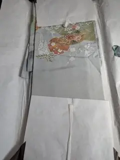 新品未使用 訪問着 着物 正絹 しつけ糸付き 着丈158cm シルバーグレイ