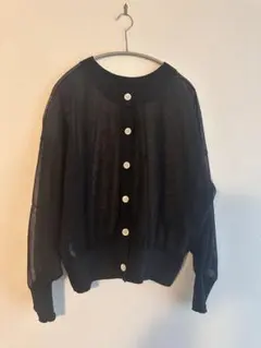 SLOBE IENA のシアーカーディガン 透け感のあるブラックカーディガン