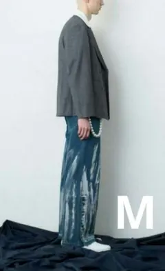 GIDEAL. silver paint denim pants blue 2のサムネイル