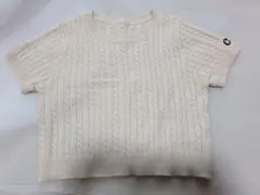 Chico ショート丈ケーブル半袖チビニット ベージュ