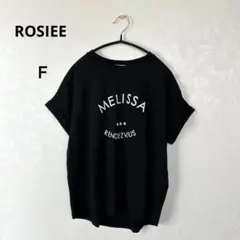 ROSIEE ブラック Tシャツ 半袖 レディース トップス Ｆ ロゴTシャツ
