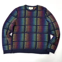 美品★XLサイズ GUCCI グッチ レインボー ニット セーター ロゴ 総柄のサムネイル