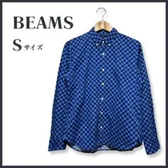 BEAMS ビームス 長袖 ボタンダウンシャツ ブロックチェック 青 黒