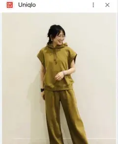 着用3回数時間超美品♥️ユニクロ スウェットセットアップ 上はM、Lsizeカーキ