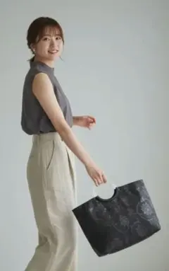 3132★未使用黒帯リメイク｜牡丹唐草の和モダンバッグ｜フォーマル、普段使いにも