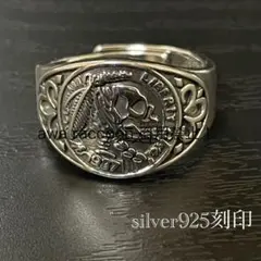 リング　シルバー925刻印　インディアンスカル　メキシカンアクセ　ヴィンテージ
