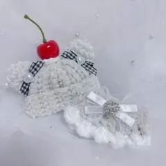 【くまセット白】にじぱぺっと　ぬい帽子　ぬい服　ネコ耳　ニット帽 10cmぬい