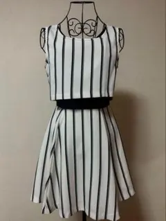 ストライプワンピース レース リボン レトロ 平成 CECIL Mc BEE M