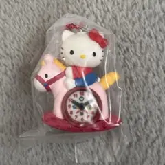 新品未開封　ハローキティ　ミニチュア　木馬の目覚まし時計　ガチャ