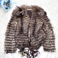 MARNI シルバーフォックス ファーコート 軽量 リボン サイズ40 ショートのサムネイル