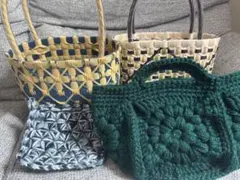 ハンドメイド PPバンド プラカゴバッグ 手編みバッグ まとめ販売