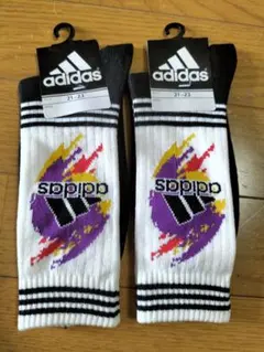 adidas キッズ靴下 21-23 ホワイト/パープル/ブラック