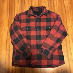 キッズ フランネルジャケット 赤黒チェック 140cm