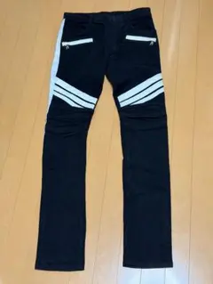 BALMAIN バルマン　サイドラインバイカーパンツ　ブラック　28