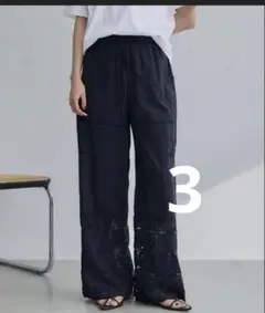 クルーレ Crewre パネルデザインコットンレースパンツ ネイビー3
