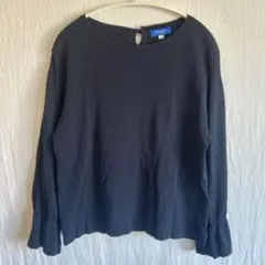 ブルーレーベルクレストブリッジ 袖フリル ニット ネイビー 38 M 手洗い可