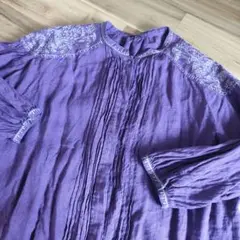 麻　刺繍　ブラウス　シャツ　肩