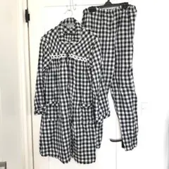 エルフィンドール マタニティパジャマ 上下セット ギンガムチェック 黒 M