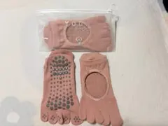 ピラティス靴下 2セット ヨガソックス 滑り止め付き ダンス 5本指 ピンク