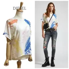 【DIESEL】 半袖 プルオーバー プリントブラウス