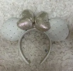 ディズニー　ミニー　ホワイトキルティングカチューシャ