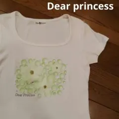 Dear Princess 半袖Tシャツ ホワイト グリーン花　ラインストーンのサムネイル