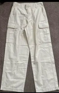 未使用　UNIQLO カーゴパンツ　ワイドパンツ　コットン　アイボリー