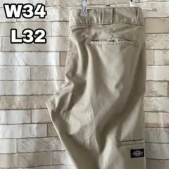 ディッキーズ ダブルニー ワークパンツ 刺繍 メキシコ製 ベージュ 34×32