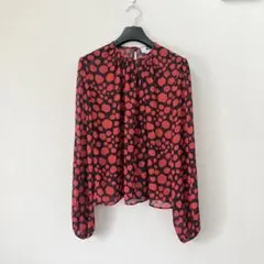美品 MSGM レオパード柄 長袖ブラウス 赤黒 シフォン オーバーサイズ 40のサムネイル