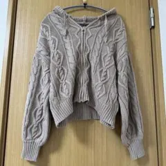 One way ニット　前チャック式　パーカー ブラウン